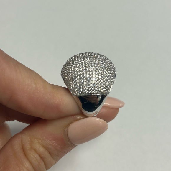 Suzy Levian Sterling Silver White CZ Pave Dome Ring NWT - Picture 2 of 6